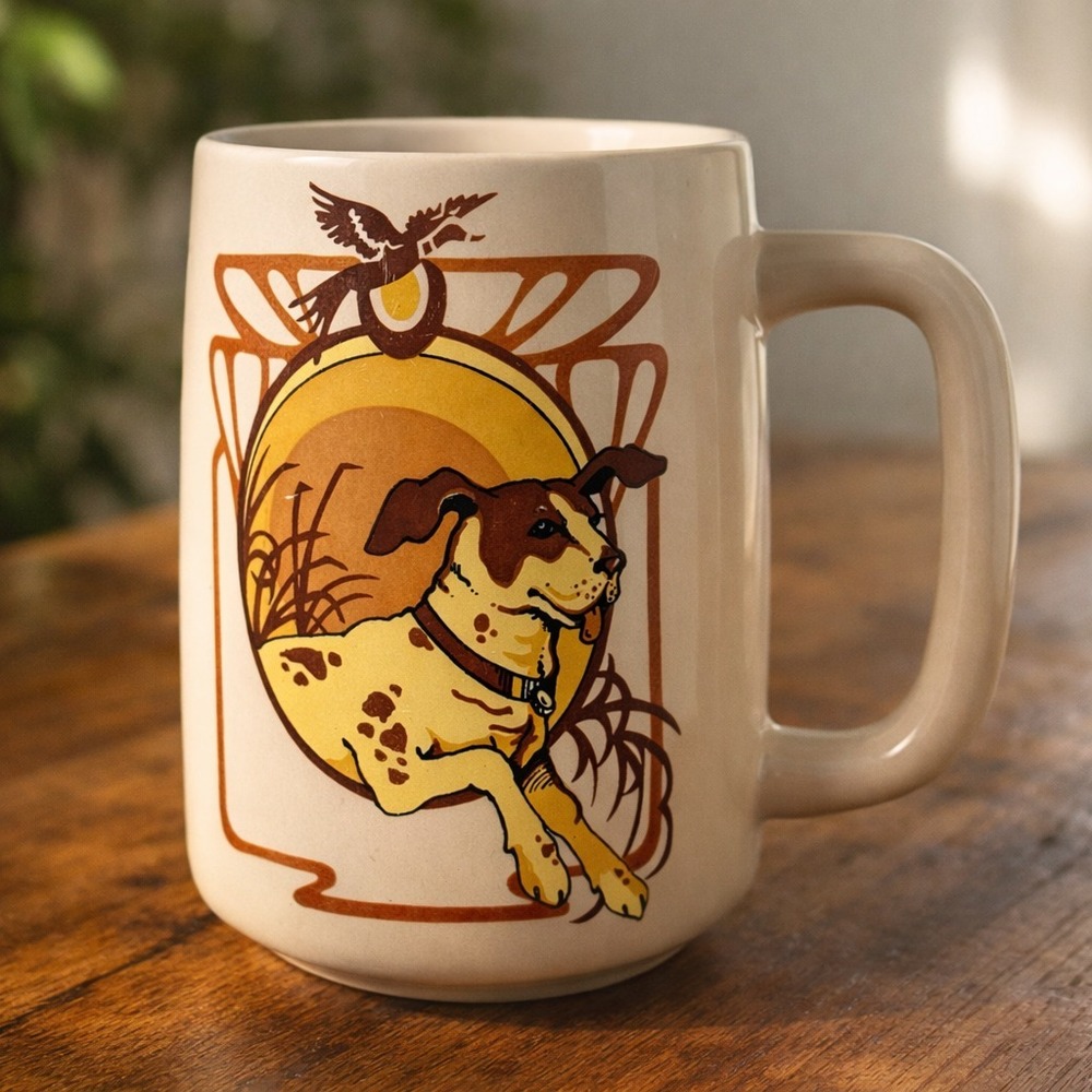 Vintage Dog Coffee Mug Brown Pointer Spaniel 1982 Wallace Berrie Hunting Cup‎ H2